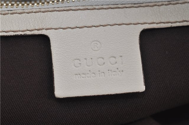 Authentic GUCCI Bamboo Shoulder Tote Bag Canvas Leather 170206 Brown White 6672D