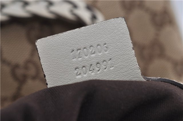 Authentic GUCCI Bamboo Shoulder Tote Bag Canvas Leather 170206 Brown White 6672D