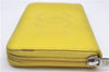 Authentic CHANEL Caviar Skin CoCo Mark Round Zip Long Wallet Purse Yellow 6674D