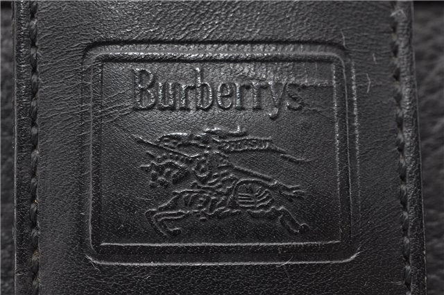 Authentic Burberrys Vintage Leather Shoulder Cross Body Bag Purse Black 6677C