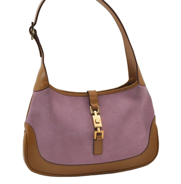 Authentic GUCCI Jackie Shoulder Hand Bag Purse Suede Leather 0013735 Pink 6679I