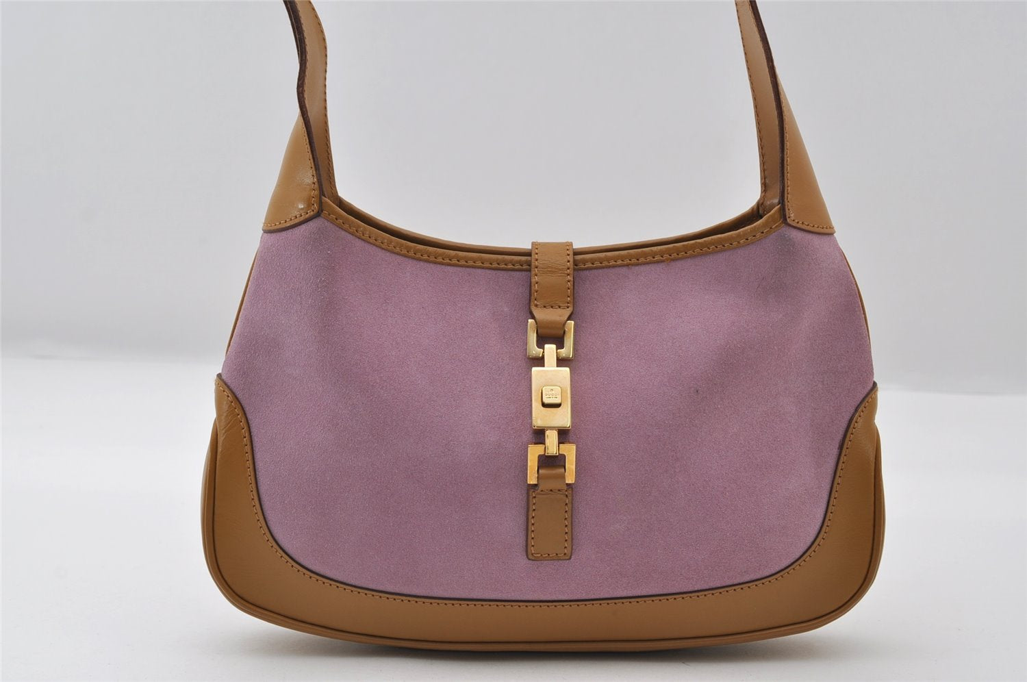 Authentic GUCCI Jackie Shoulder Hand Bag Purse Suede Leather 0013735 Pink 6679I