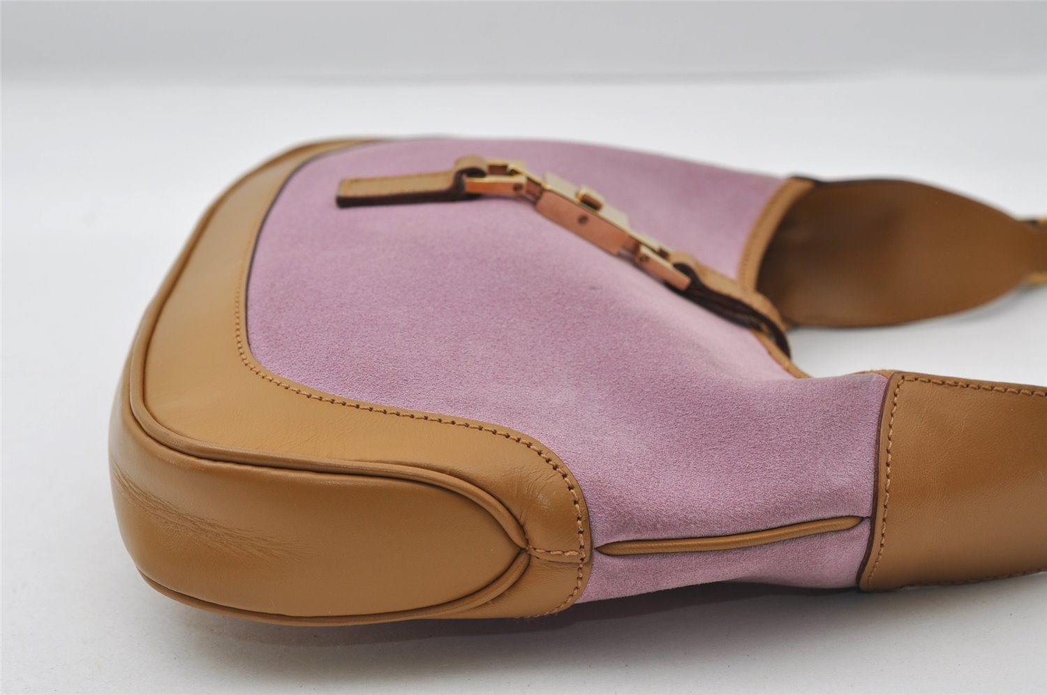 Authentic GUCCI Jackie Shoulder Hand Bag Purse Suede Leather 0013735 Pink 6679I