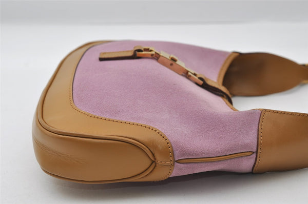 Authentic GUCCI Jackie Shoulder Hand Bag Purse Suede Leather 0013735 Pink 6679I