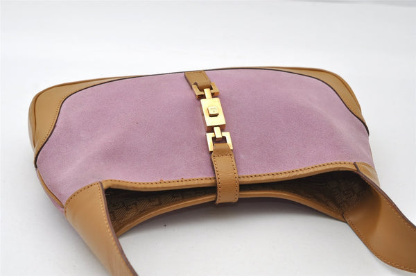 Authentic GUCCI Jackie Shoulder Hand Bag Purse Suede Leather 0013735 Pink 6679I