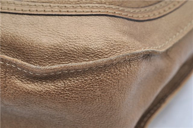 Authentic Chloe Mercie Leather Shoulder Hand Bag Purse Gold 6680D