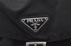 Authentic PRADA Vintage Nylon Tessuto Leather Drawstring Backpack Black 6680I