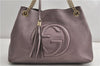 Authentic GUCCI SOHO Tassel Shoulder Tote Bag Chain Leather 308982 Purple 6681F