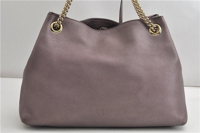 Authentic GUCCI SOHO Tassel Shoulder Tote Bag Chain Leather 308982 Purple 6681F