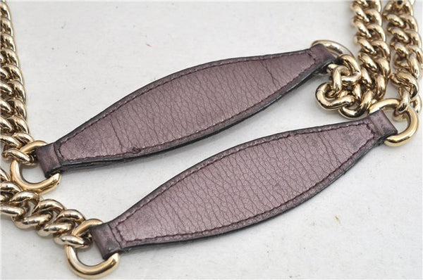 Authentic GUCCI SOHO Tassel Shoulder Tote Bag Chain Leather 308982 Purple 6681F