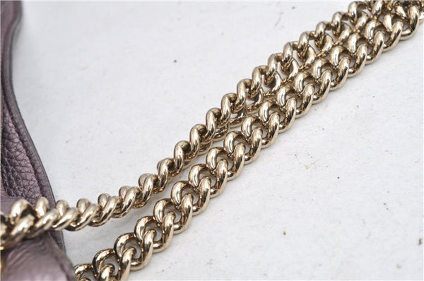 Authentic GUCCI SOHO Tassel Shoulder Tote Bag Chain Leather 308982 Purple 6681F