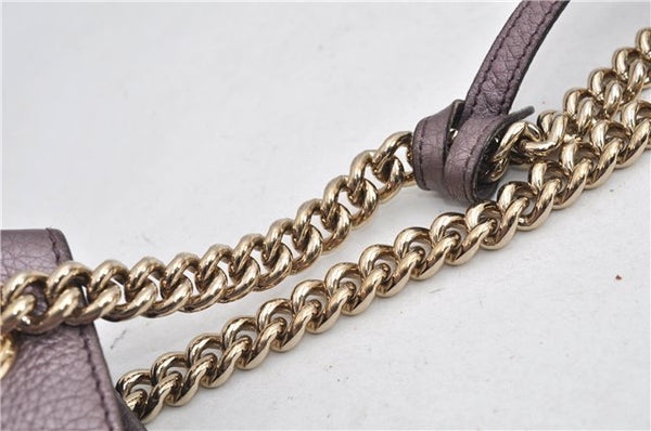 Authentic GUCCI SOHO Tassel Shoulder Tote Bag Chain Leather 308982 Purple 6681F