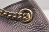 Authentic GUCCI SOHO Tassel Shoulder Tote Bag Chain Leather 308982 Purple 6681F