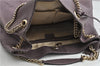Authentic GUCCI SOHO Tassel Shoulder Tote Bag Chain Leather 308982 Purple 6681F