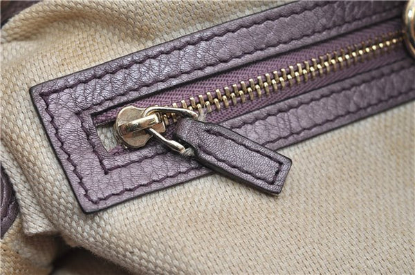 Authentic GUCCI SOHO Tassel Shoulder Tote Bag Chain Leather 308982 Purple 6681F