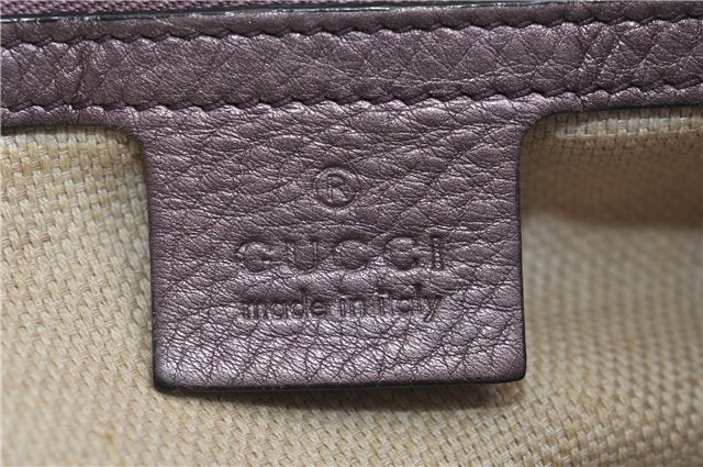 Authentic GUCCI SOHO Tassel Shoulder Tote Bag Chain Leather 308982 Purple 6681F