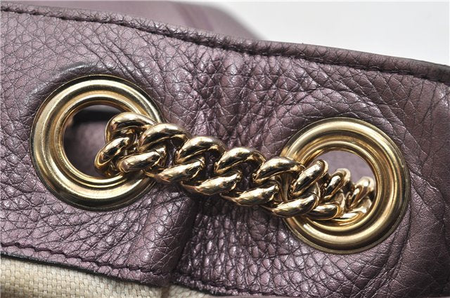Authentic GUCCI SOHO Tassel Shoulder Tote Bag Chain Leather 308982 Purple 6681F