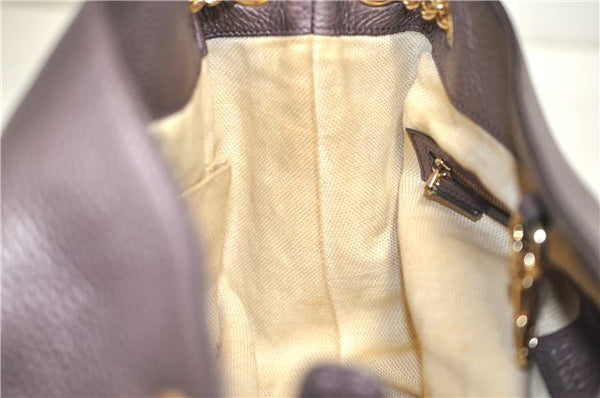 Authentic GUCCI SOHO Tassel Shoulder Tote Bag Chain Leather 308982 Purple 6681F