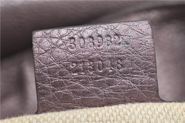 Authentic GUCCI SOHO Tassel Shoulder Tote Bag Chain Leather 308982 Purple 6681F