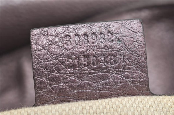 Authentic GUCCI SOHO Tassel Shoulder Tote Bag Chain Leather 308982 Purple 6681F