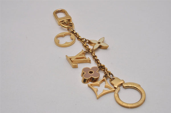 Authentic Louis Vuitton Fleur de Monogram Bag Charm Gold M65111 LV 6681I