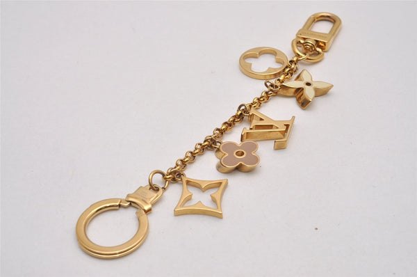 Authentic Louis Vuitton Fleur de Monogram Bag Charm Gold M65111 LV 6681I