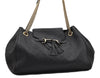 Authentic GUCCI Emily Horsebit Guccissima Leather Chain Tote Bag Black 6682F