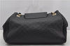Authentic GUCCI Emily Horsebit Guccissima Leather Chain Tote Bag Black 6682F