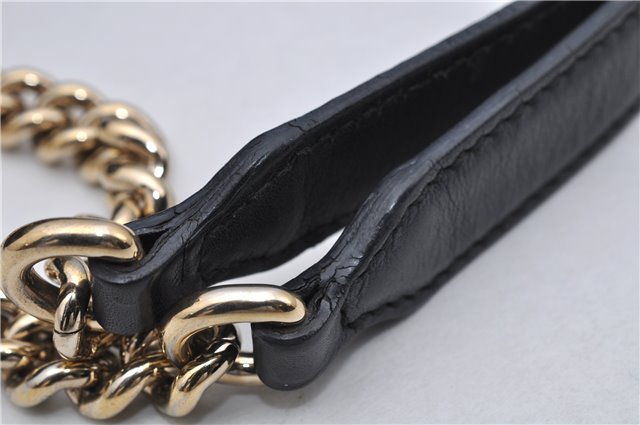 Authentic GUCCI Emily Horsebit Guccissima Leather Chain Tote Bag Black 6682F