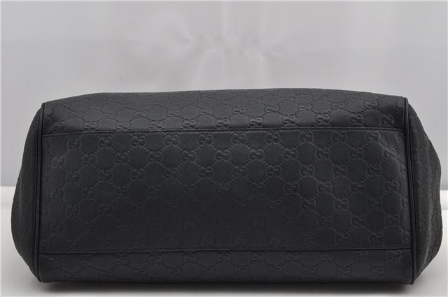 Authentic GUCCI Emily Horsebit Guccissima Leather Chain Tote Bag Black 6682F