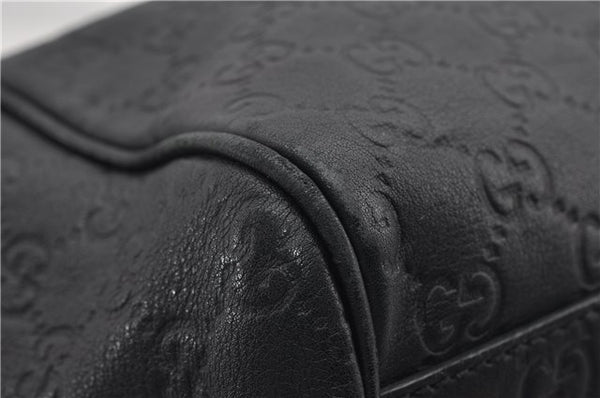 Authentic GUCCI Emily Horsebit Guccissima Leather Chain Tote Bag Black 6682F