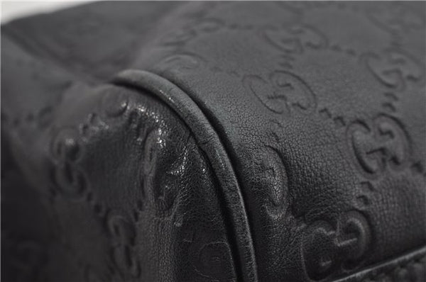 Authentic GUCCI Emily Horsebit Guccissima Leather Chain Tote Bag Black 6682F