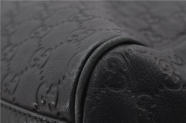 Authentic GUCCI Emily Horsebit Guccissima Leather Chain Tote Bag Black 6682F