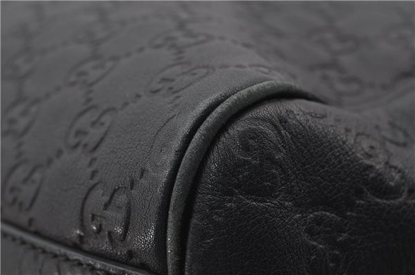 Authentic GUCCI Emily Horsebit Guccissima Leather Chain Tote Bag Black 6682F