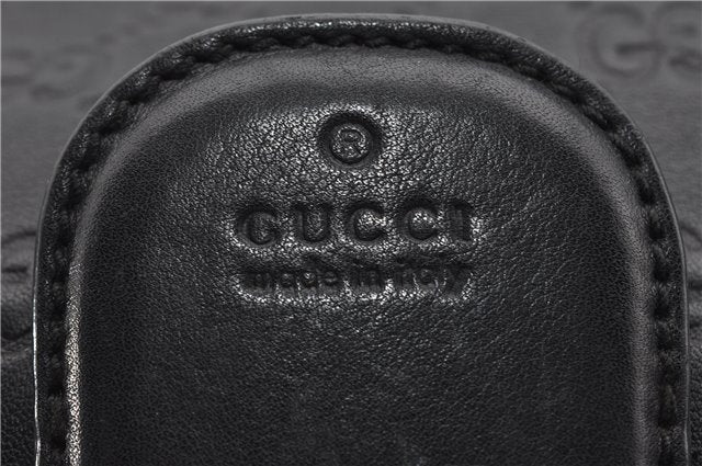 Authentic GUCCI Emily Horsebit Guccissima Leather Chain Tote Bag Black 6682F