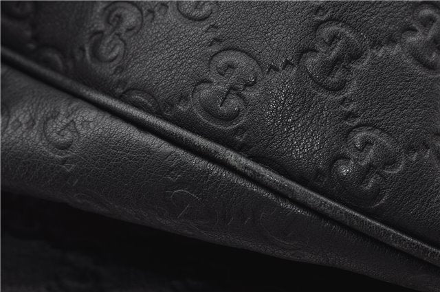 Authentic GUCCI Emily Horsebit Guccissima Leather Chain Tote Bag Black 6682F