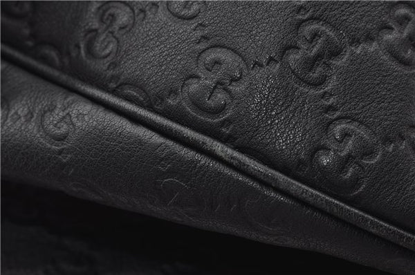 Authentic GUCCI Emily Horsebit Guccissima Leather Chain Tote Bag Black 6682F