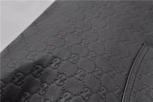 Authentic GUCCI Emily Horsebit Guccissima Leather Chain Tote Bag Black 6682F