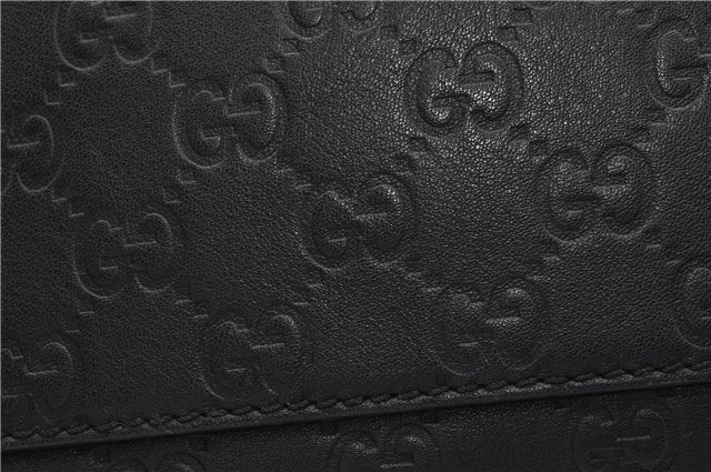 Authentic GUCCI Emily Horsebit Guccissima Leather Chain Tote Bag Black 6682F