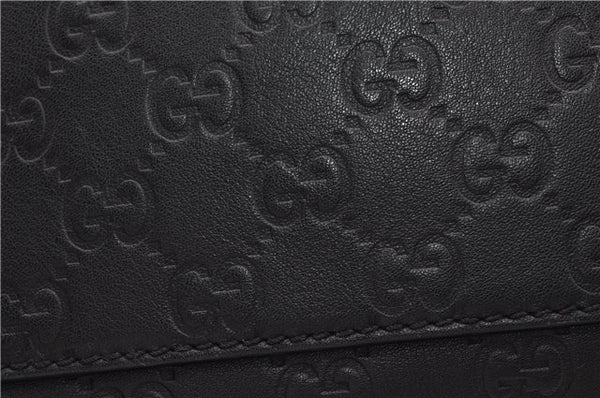 Authentic GUCCI Emily Horsebit Guccissima Leather Chain Tote Bag Black 6682F