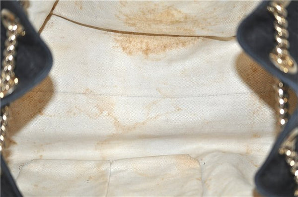 Authentic GUCCI Emily Horsebit Guccissima Leather Chain Tote Bag Black 6682F