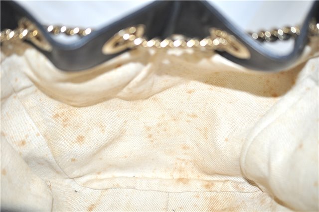 Authentic GUCCI Emily Horsebit Guccissima Leather Chain Tote Bag Black 6682F