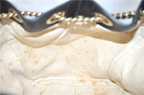 Authentic GUCCI Emily Horsebit Guccissima Leather Chain Tote Bag Black 6682F