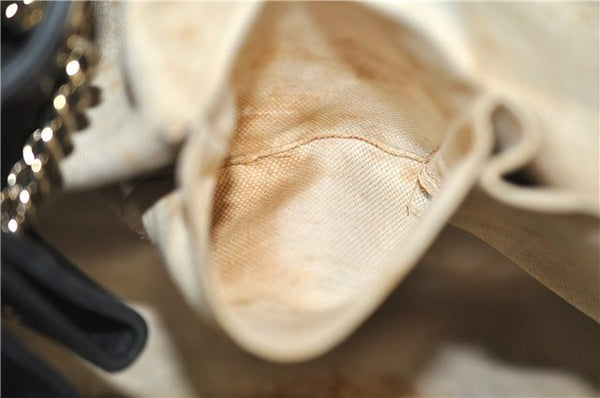 Authentic GUCCI Emily Horsebit Guccissima Leather Chain Tote Bag Black 6682F