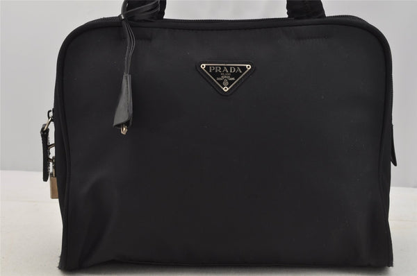 Authentic PRADA Vintage Nylon Tessuto Leather Tote Hand Bag Purse Black 6682I