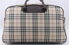 Auth BURBERRY Nova Check 2Way Shoulder Boston Bag Canvas Leather Beige 6683D