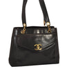 Authentic CHANEL Vintage Calf Skin Chain Shoulder Tote Bag Brown CC Logo 6683I