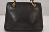 Authentic CHANEL Vintage Calf Skin Chain Shoulder Tote Bag Brown CC Logo 6683I