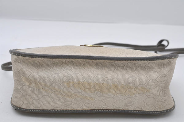 Authentic Christian Dior Honeycomb Shoulder Cross Bag PVC Leather White 6684I