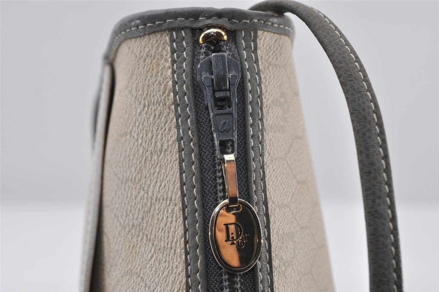 Authentic Christian Dior Honeycomb Shoulder Cross Bag PVC Leather White 6684I